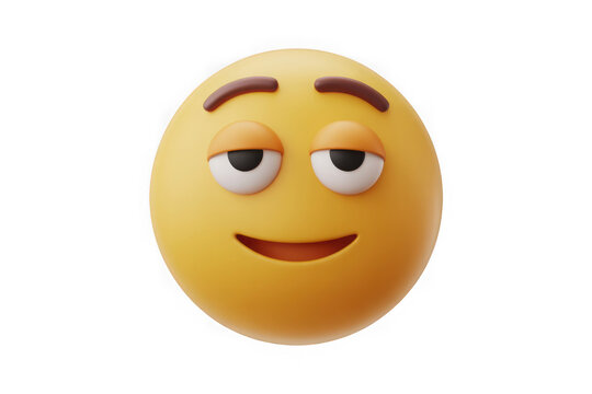 Smirking 3d rendered emoji with yellow spherical face and brown eyebrows expressing mischief - Powered by Adobe