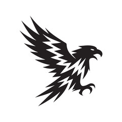Obraz premium Eagle Silhouette with Lightning Wings – Dynamic Vector for Power, Freedom, and Emblem Design