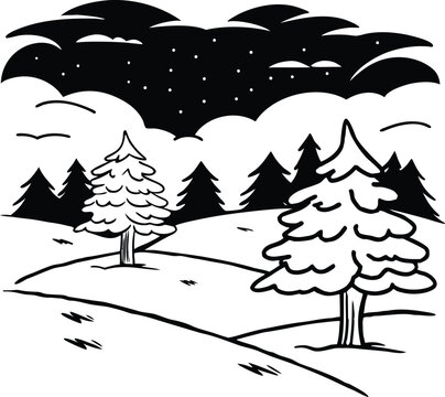 winter landscape vector illustration