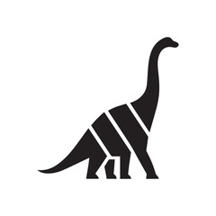 Geometric Sauropod Silhouette – Abstract Dinosaur Vector for Paleontology, Education, and Modern Design © HENA