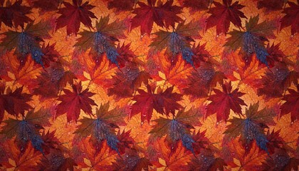 Autumn Maple Leaves Pattern Background With Red Orange Brown Hues And Subtle Sparkles In The Sunlight