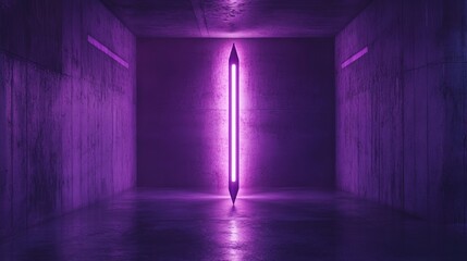 Purple neon light, futuristic interior, concrete