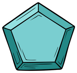Cartoon illustration of a blue crystal pentagon geometric shape