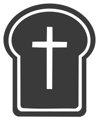 Fototapeta premium Religious Symbol on Bread Slice Silhouette Christian Cross Icon Concept