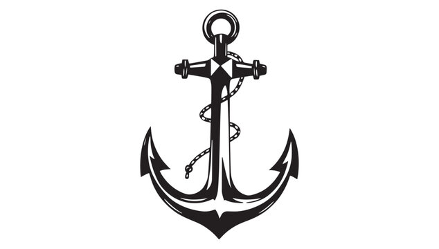 Classic black anchor with rope, perfect for nautical themes, tattoos, and coastal designs, evoking adventure, stability, and maritime heritage beautifully