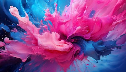 abstract pink and blue paint splash explosion