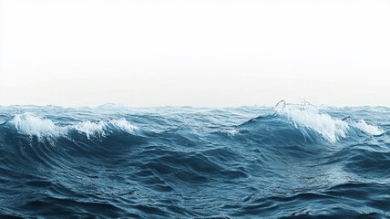 Fototapeta premium Water wave background with blue water surface and splashes isolated on a white background