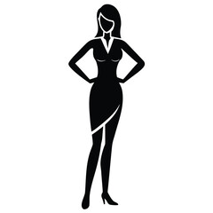 woman standing with hand on hip icon on white back