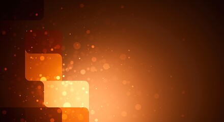 Abstract orange background with bokeh and geometric shapes light
