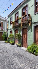 Streets and beautiful houses of the picturesque village of Santa Brigida. Gran Canaria, Canary Islands. Spain.