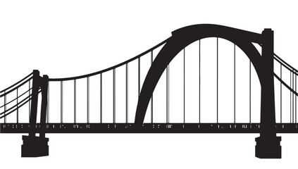 Iconic bridge silhouette symbolizing connection and progress, perfect for travel, engineering, or urban planning designs, modern architectural landmark icon
