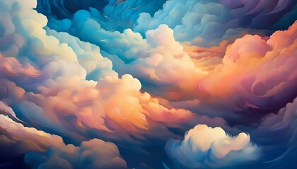 dense layered cloudscape abstract digital art background with fluffy texture