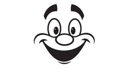 Cheerful cartoon face illustration with wide smile and big eyes, perfect for adding fun to your project or design with a playful, expressive character