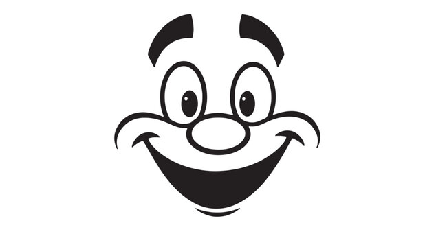Cheerful cartoon face illustration with wide smile and big eyes, perfect for adding fun to your project or design with a playful, expressive character