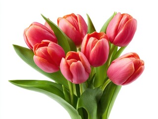 Naklejka premium Bouquet of red tulips isolated on white background, Beautiful flowers