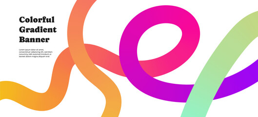 Obraz premium Neon gradient ribbons twist with lively squiggles and rainbow waves. Fluid curves and doodle shapes. Fun abstract background perfect for music graphic, bold layout and playful Memphis inspired design