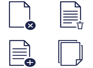 Digital document icons representing delete, add, and copy functions