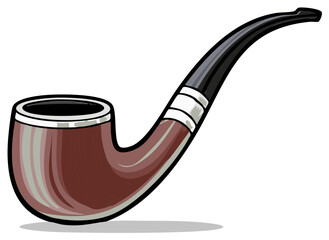 Classic curved smoking pipe with dark mouthpiece and wooden bowl