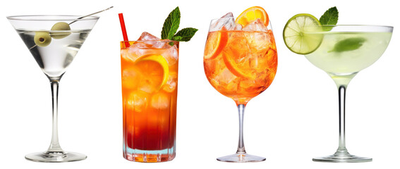 PNG Colorful Cocktails Elegant Glasses