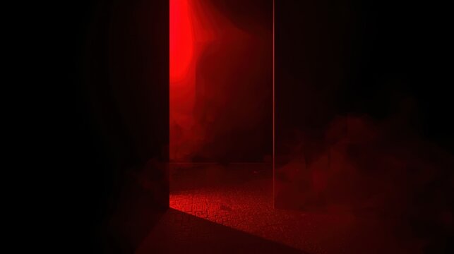 Abstract red light beam illuminating dark background - Powered by Adobe