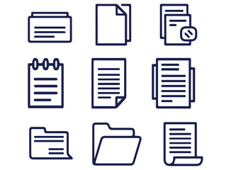 Clean and modern icon set representing documents, notes, and files for organization and data management.