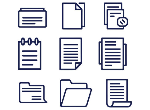 Clean and modern icon set representing documents, notes, and files for organization and data management.