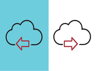 Digital cloud icons representing data transfer and storage in the sky