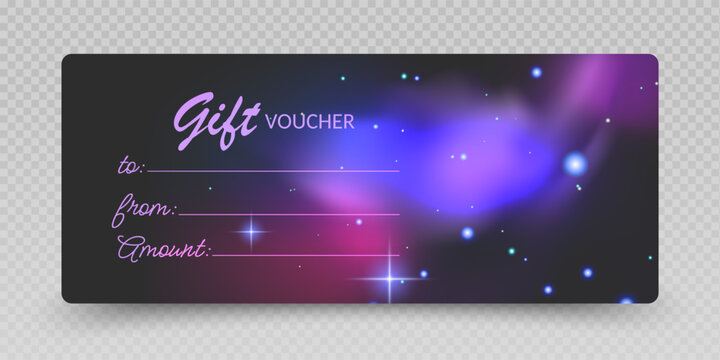 Elegant Gift Certificate and Card. luxury gift vouchers. Cosmic Sparkle and Galactic Glow special light effect 