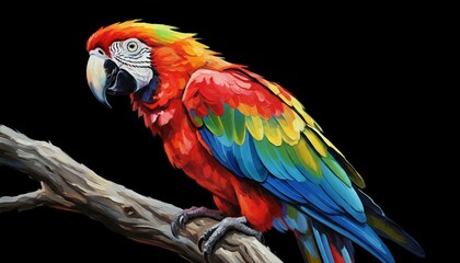 Obraz premium Vibrant Macaw Portrait on Dark Background