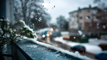 Precipitation falling visualization snowfall faceless weather event heavily defocused background winter scene cold season display falling snow seasonal atmospheric