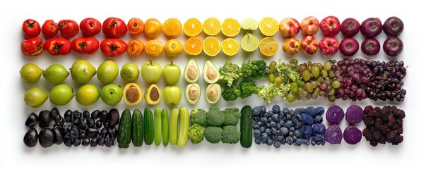 Rainbow of Fruits and Vegetables - A Colorful and Healthy Display.