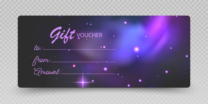 Elegant Gift Certificate and Card. luxury gift vouchers. Cosmic Sparkle and Galactic Glow special light effect 