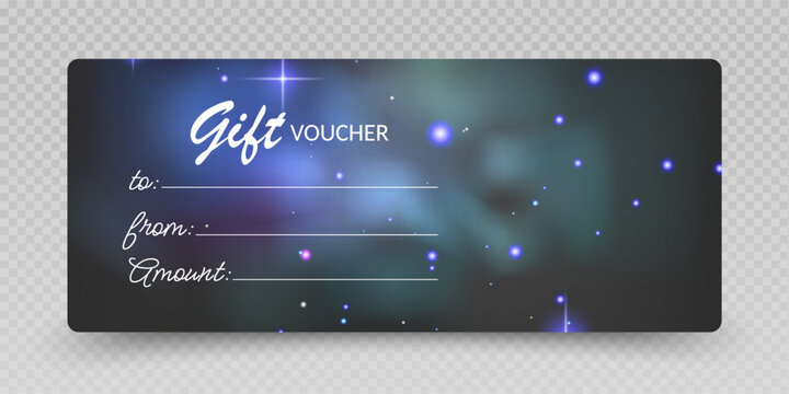Elegant Gift Certificate and Card. luxury gift vouchers. Cosmic Sparkle and Galactic Glow special light effect 