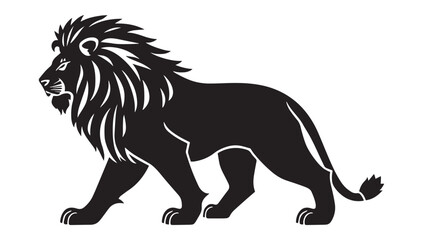 Majestic lion prowling, embodying strength and courage in a powerful silhouette design for branding, logos, and striking visual statements