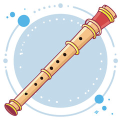 Fototapeta premium Cartoon Recorder Illustration Woodwind Musical Instrument Wind Music School Art