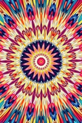 Vibrant psychedelic mandala pattern with exploding colors and radial symmetry