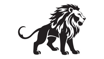 Majestic lion silhouette embodies strength and courage, perfect for logo designs, branding, or symbolic illustrations with a powerful, regal presence