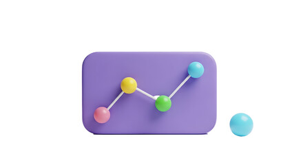 rounded purple analytics card showing a colorful dot-and-line trend chart and a detached data point — suitable for growth tracking, simple analytics previews, KPI cards, dashboard summaries, and light