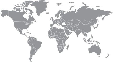 Papier peint photo Carte du monde Detailed world map grey vector illustration  © haroon