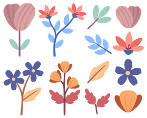 Floral vector set with various flower and leaf doodle collection. Perfect for invitation, pattern, journaling, planner, greeting card, and decorative projects.