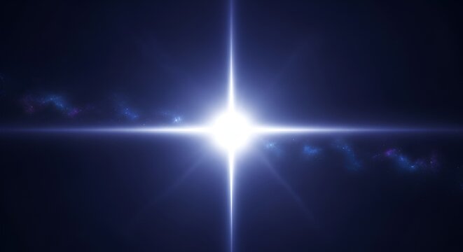 Bright star with lens flare shining in the dark, celestial cosmic light - Powered by Adobe