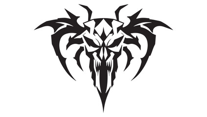 Unleash Your Dark Side with Bold Tribal Monster Skull Art, Perfect for Edgy Designs and Tattoo Inspiration, Fierce and Powerful