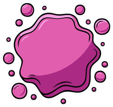 Abstract Pink Blob with Bubbles Splash Liquid Design Element
