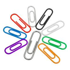 Vibrant collection of colorful paperclips for organization and creative projects, perfect for adding a pop of color to your office or design