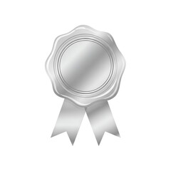 vector silver wax seal with ribbon isolated on white