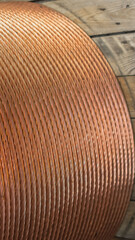 copper cord on a wooden drum