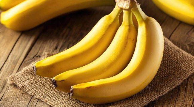 Bunch of ripe bananas on burlap (5)