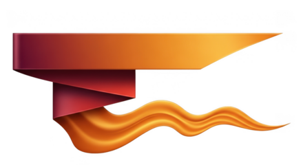 Abstract flowing ribbon wave design on transparent background
