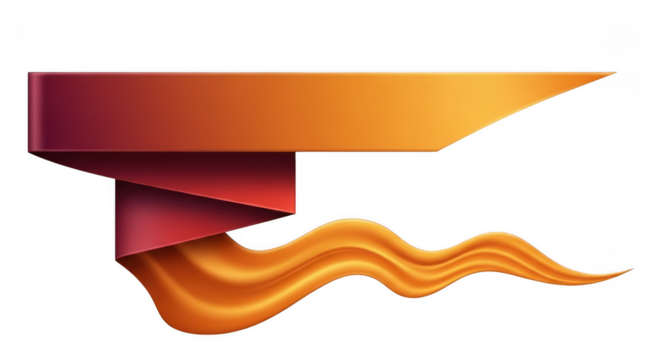 Abstract flowing ribbon wave design on transparent background
