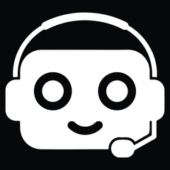 White call center operator icon with headset